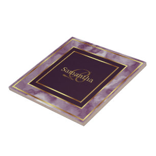 Burgundy Purple Geometric Marble Ceramic Tile