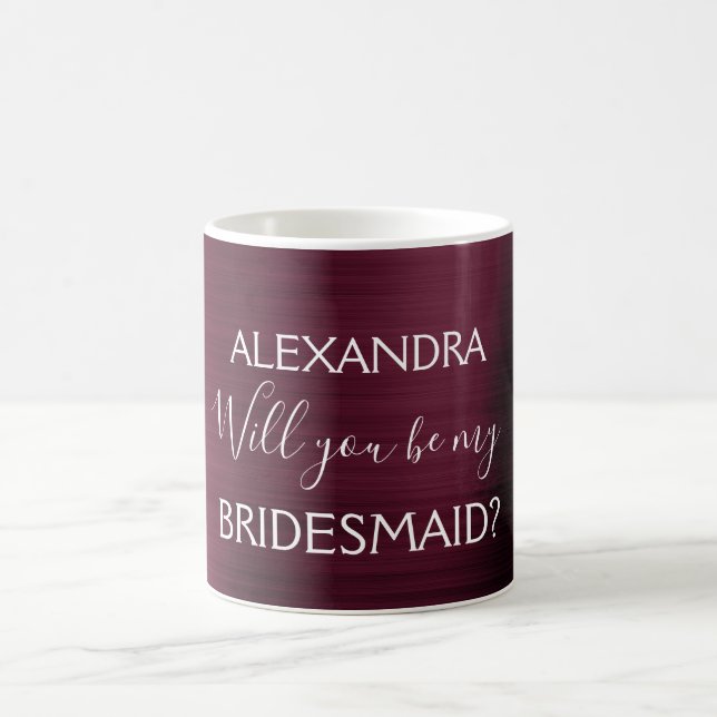 Burgundy Purple Modern and Chic Bridesmaid Coffee Mug (Center)