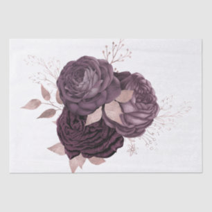 Burgundy Purple Rose Gold Floral Bouquet Decoupage Tissue Paper