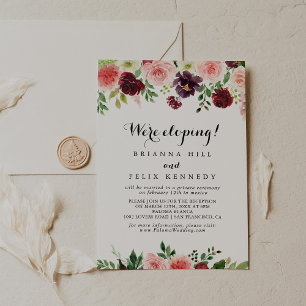 Burgundy Purple Spring Floral Elopement Reception Invitation