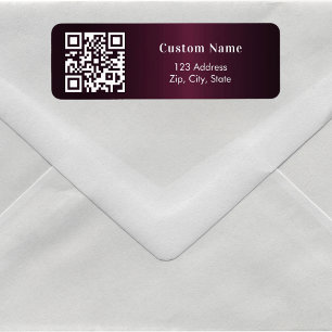 Burgundy QR code business return address Label