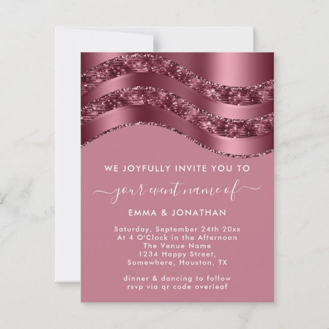 Burgundy QR Code Rose Wedding Bridal Pinky (Front)