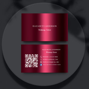 Burgundy Qr code social media Facebook Business Card