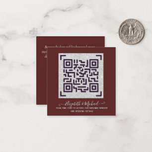 BURGUNDY QR SCANNING CODE Wedding Website Details Card