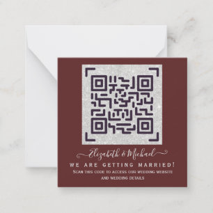 BURGUNDY QR SCANNING CODE Wedding Website Details Card