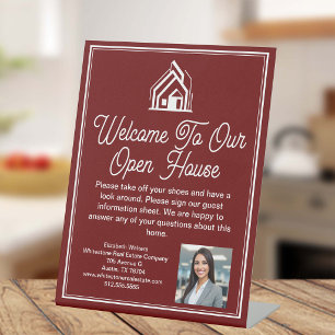Burgundy Real Estate Company Custom Open House Pedestal Sign