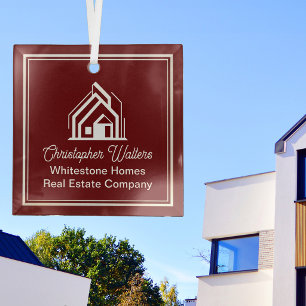 Burgundy Real Estate Company Custom Realtor Glass Tree Decoration