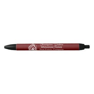 Burgundy Real Estate Company Customised Realtor Black Ink Pen