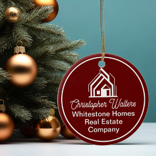 Burgundy Real Estate Company Personalised Realtor Ceramic Ornament