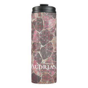 Burgundy Red Abstract Sparkle Thermal Tumbler