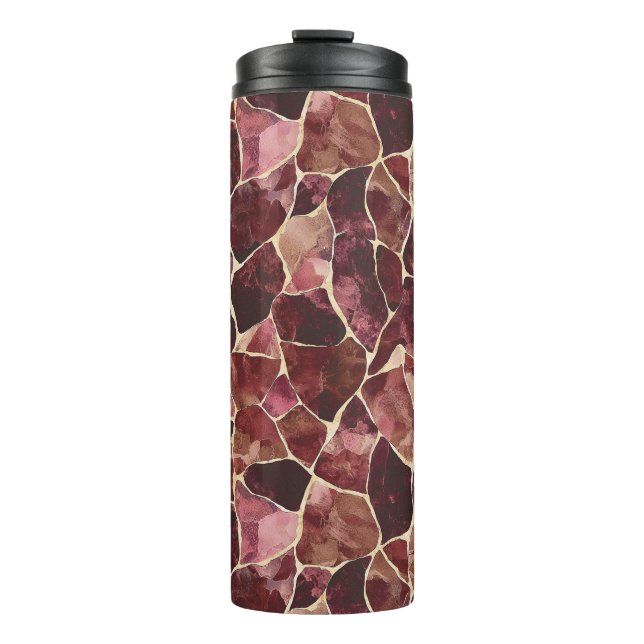 Burgundy Red Abstract Thermal Tumbler (Front)
