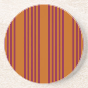 Burgundy red and burnt orange five stripe pattern. coaster