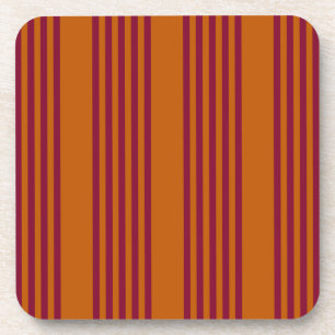 Burgundy red and burnt orange five stripe pattern. coaster