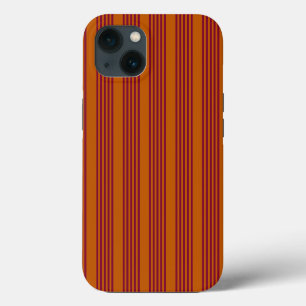 Burgundy red and burnt orange five stripe pattern. iPhone 13 case