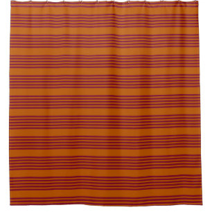Burgundy red and burnt orange five stripe pattern. shower curtain