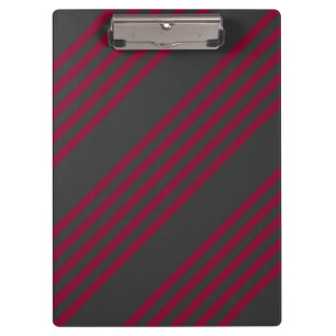 Burgundy red and charcoal five stripe pattern clipboard