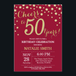Burgundy Red and Gold 50th Birthday Diamond Invitation<br><div class="desc">50th Birthday Invitation with Burgundy Red and Gold Glitter Diamond Background. Gold Confetti. Adult Birthday. Male Men or Women Birthday. For further customisation,  please click the "Customise it" button and use our design tool to modify this template.</div>