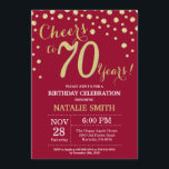 Burgundy Red and Gold 70th Birthday Diamond Invitation<br><div class="desc">70th Birthday Invitation with Burgundy Red and Gold Glitter Diamond Background. Gold Confetti. Adult Birthday. Male Men or Women Birthday. For further customisation,  please click the "Customise it" button and use our design tool to modify this template.</div>