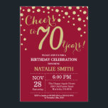 Burgundy Red and Gold 70th Birthday Diamond Invitation<br><div class="desc">70th Birthday Invitation with Burgundy Red and Gold Glitter Diamond Background. Gold Confetti. Adult Birthday. Male Men or Women Birthday. For further customisation,  please click the "Customise it" button and use our design tool to modify this template.</div>