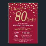 Burgundy Red and Gold 80th Birthday Diamond Invitation<br><div class="desc">80th Birthday Invitation with Burgundy Red and Gold Glitter Diamond Background. Gold Confetti. Adult Birthday. Male Men or Women Birthday. For further customisation,  please click the "Customise it" button and use our design tool to modify this template.</div>