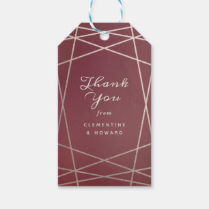 Burgundy Red and Gold Thank You Gift Tag