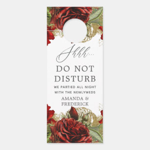 Burgundy Red and Gold Vintage Rose Wedding Door Hanger