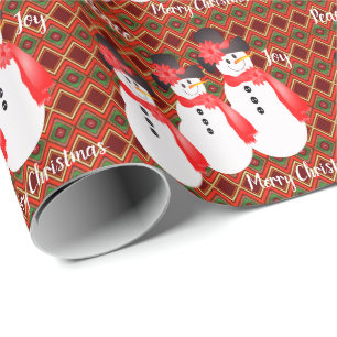 Burgundy Red and Green Wrapping Paper