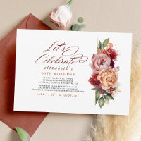 Burgundy Red and Orange Floral Fall Her Birthday