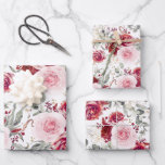 Burgundy Red and Pink Floral Botanical Elegant Wrapping Paper Sheet<br><div class="desc">Burgundy red and pink flowers botanical pattern wrapping papers</div>