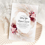 Burgundy Red and Pink Floral Pampas Grass Wedding Invitation<br><div class="desc">Pampas grass modern elegant wedding invitation</div>