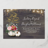 Burgundy Red and Pink Floral Pumpkins Fall Wedding