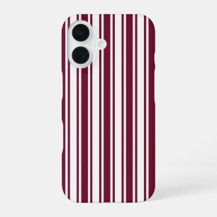 Burgundy red and white candy stripes iPhone 16 case