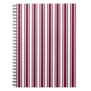 Burgundy red and white candy stripes notebook