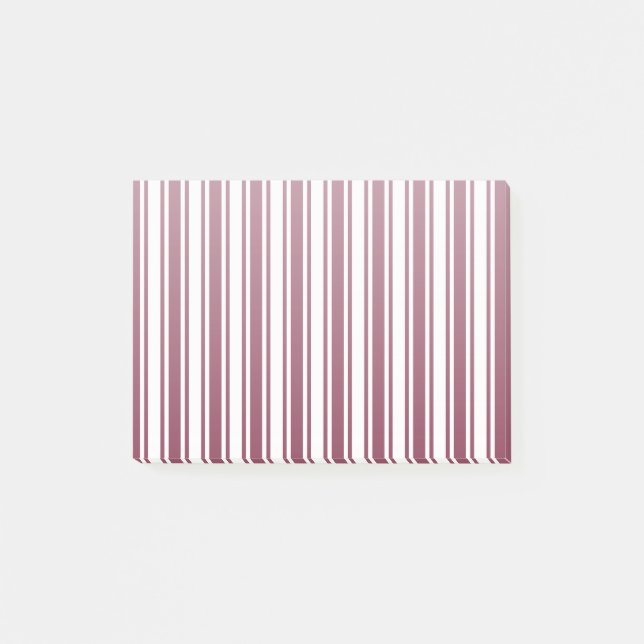 Burgundy red and white candy stripes post-it notes (Front)