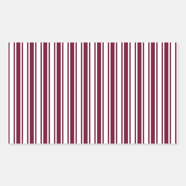 Burgundy red and white candy stripes rectangular sticker (Front)