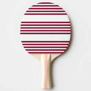Burgundy red and white five stripe pattern ping pong paddle