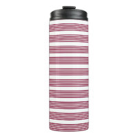 Burgundy red and white five stripe pattern