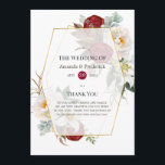 Burgundy Red and White Floral Geometric Wedding Program<br><div class="desc">Rustic boho burgundy red (marsala) and white peonies,  lilies,  cotton and eucalyptus herbarium wedding program with gold geometric frame designed to be quickly and easily customised to your event specifics.</div>