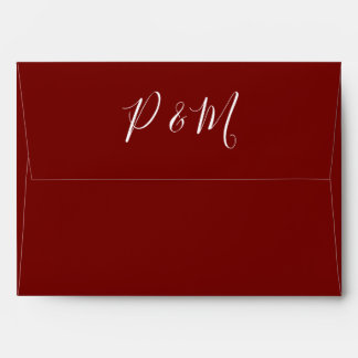 Burgundy Red and White Minimalist Wedding Envelope