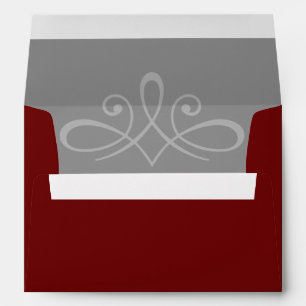 Burgundy red and white wedding invitation envelope