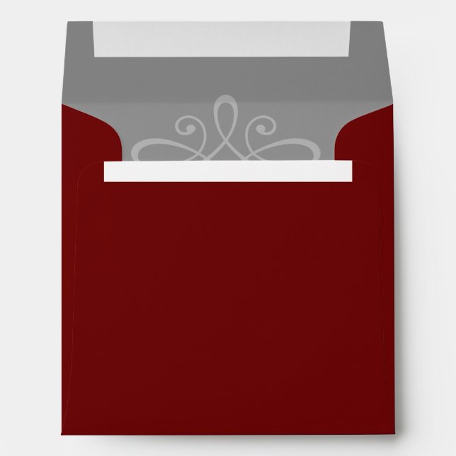 Burgundy red and white wedding invitation envelope (Back (Bottom))