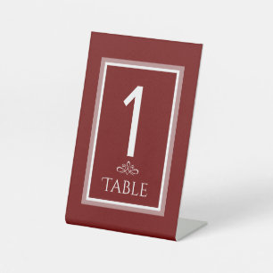 Burgundy red and white wedding pedestal sign