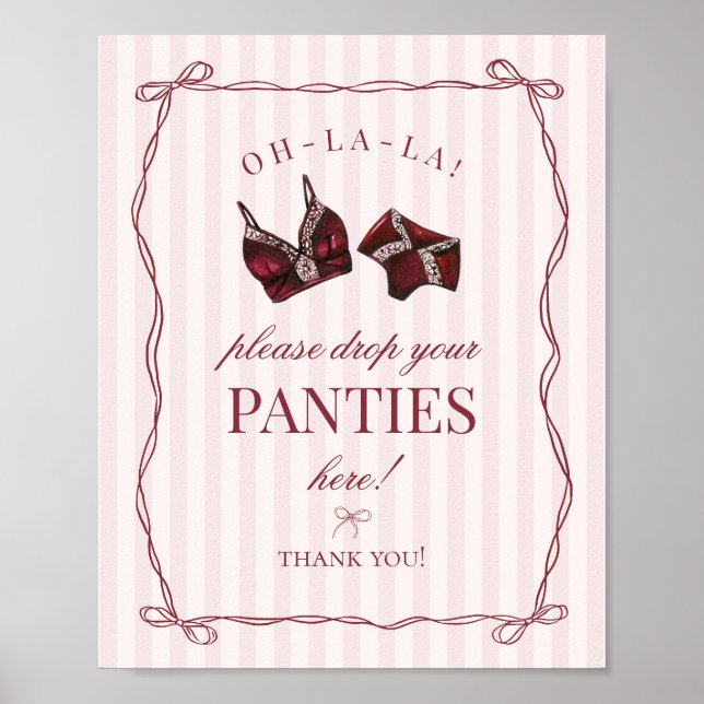 Burgundy Red Bachelorette Panties Please Sign (Front)