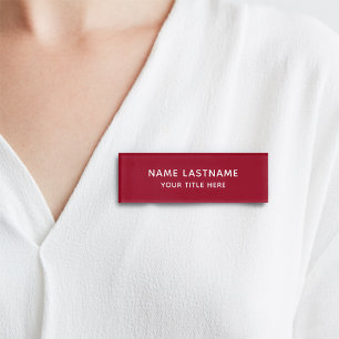 Burgundy Red Basic Simple Minimalist Modern Title Name Tag
