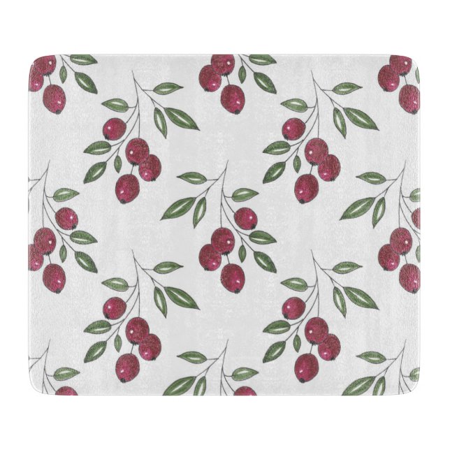 Burgundy Red Berries Pattern  Cutting Board (Front)