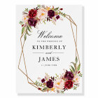 Burgundy red & blush geometric wedding sign