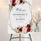 Burgundy red & blush geometric wedding sign