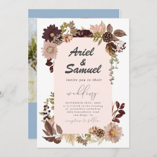 Burgundy Red Blush Gold Geometric Greenery Wedding Invitation