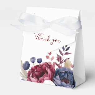 Burgundy Red blush pink floral watercolor wedding Favour Box