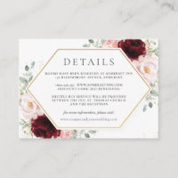 Burgundy Red Blush Pink Floral Wedding Details